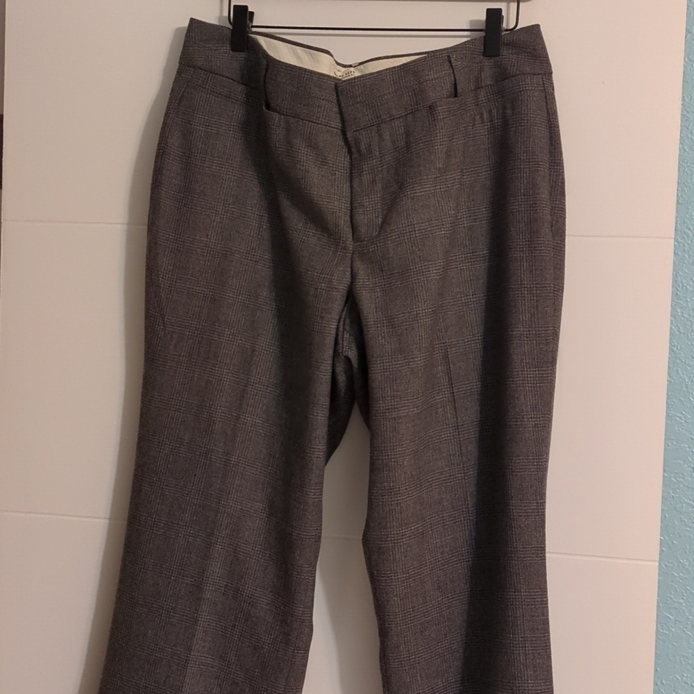Banana Republic Women's Wool Lined Grey Plaid Career Office Pants Academia 14L